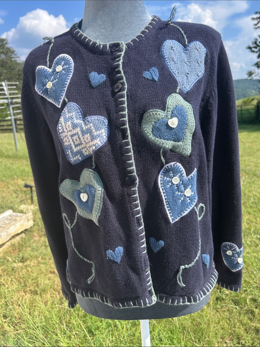 Christopher & Banks hand embroidered navy Cardigan